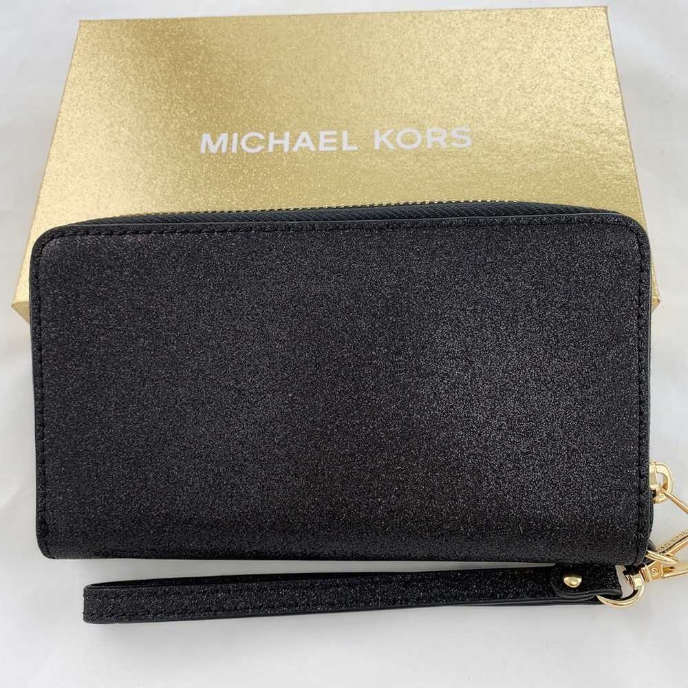 Gaby’sBags👜💕-Michael Kors Wristlet Black Glitter - Picture 6 of 7